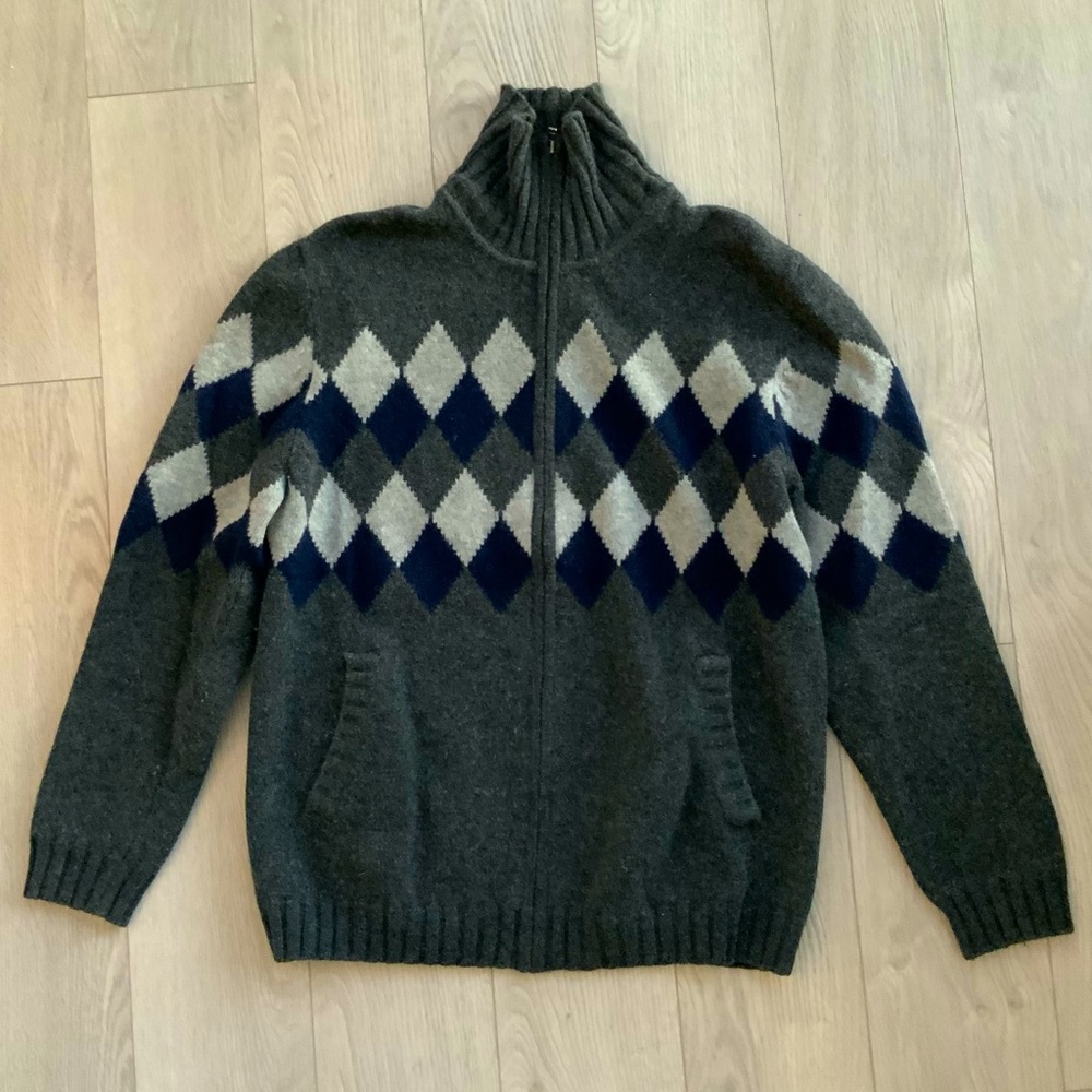 Vintage Wool Zip-up Cardigan Sweater
